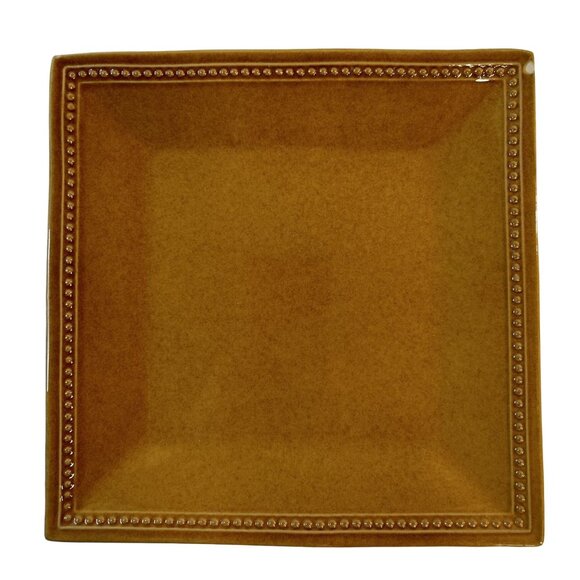 Pier 1 Imports Spice Route Ginger Square Beaded Stoneware 2-Dinner Plates 10.5" - Picture 8 of 10